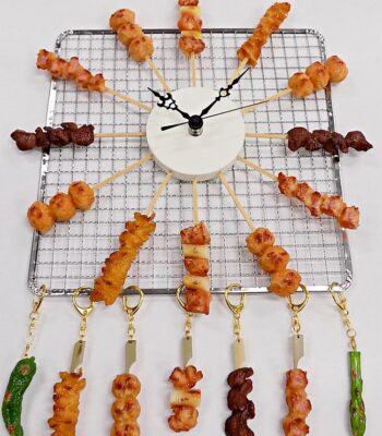 The product title translates to: "Clock: Grilled Chicken Assortment - Manufacturing and Sales of Food Samples by Morino Sample