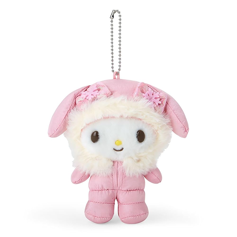 The product title in English is: "Sanrio 247464 Mascot Holder (Fluffy Winter) My Melody Keychain