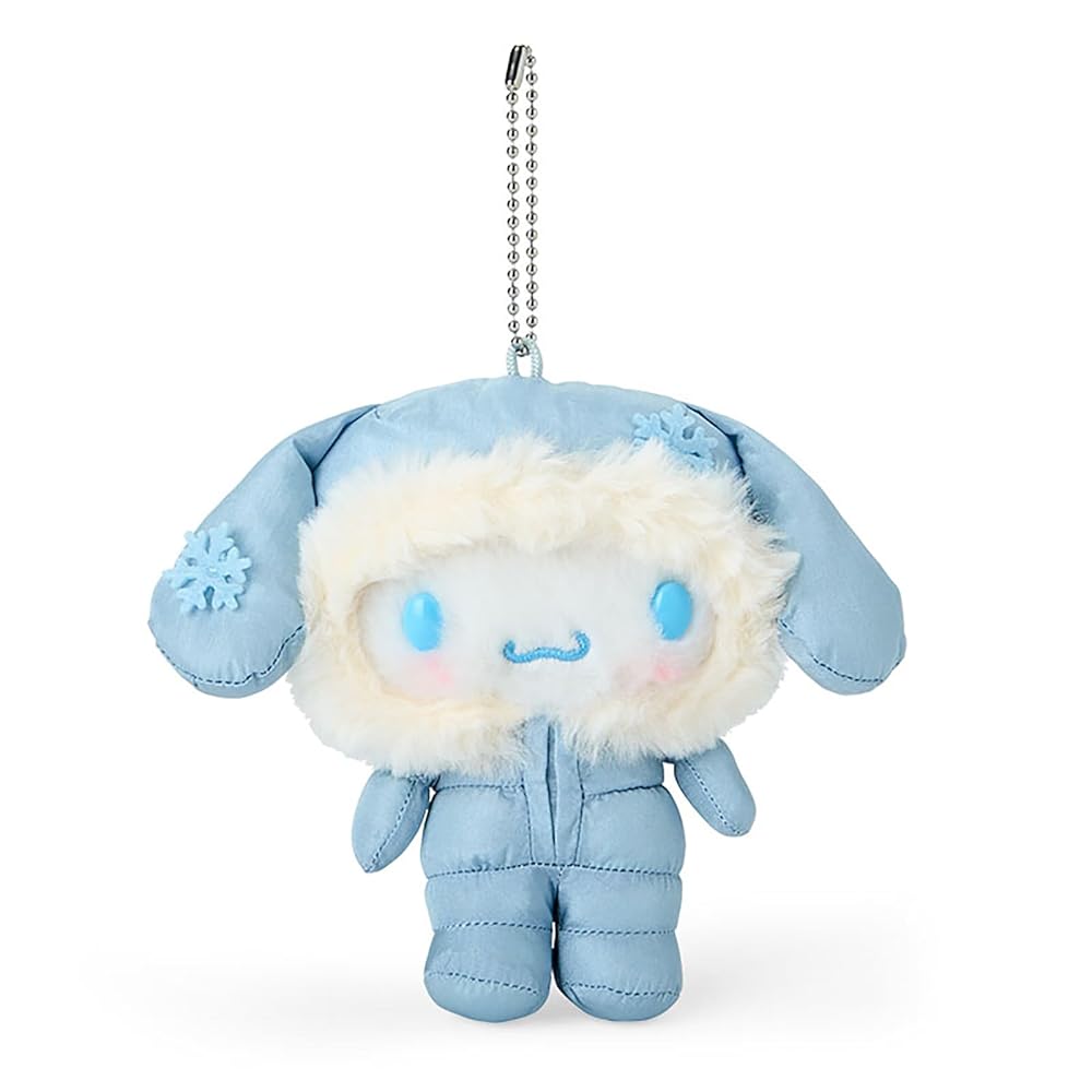 The product title in English is: "Sanrio 247529 Mascot Holder (Fuwapuku Winter) Cinnamon Roll Key Chain