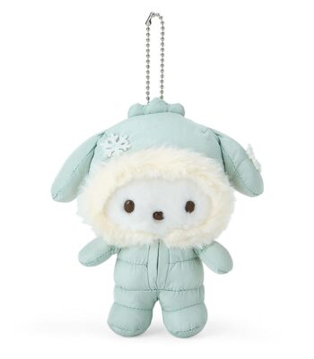 The product title in English is: "Sanrio 247707 Mascot Holder (Fluffy Winter) Pochacco Key Chain