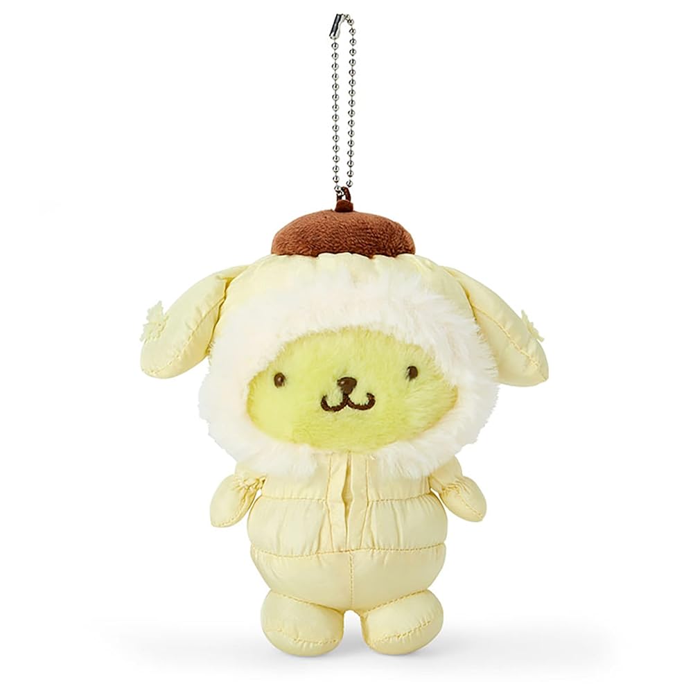 The translated product title is: "Sanrio 247511 Mascot Holder (Puffy Winter) Pom Pom Pudding, Key Chain