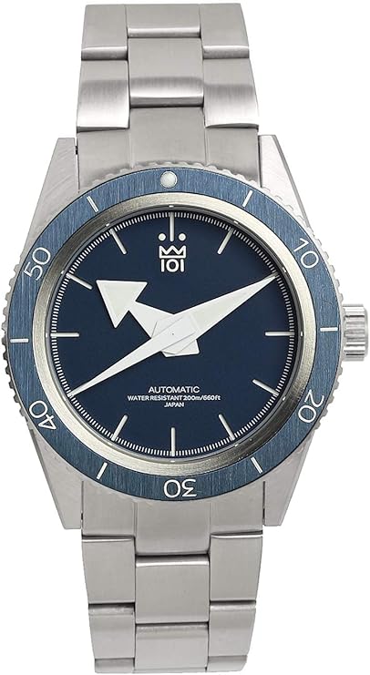 61Go7Y5CybL._AC_SY741_ HYAKUICHI 101 Diver's Watch Model 010, Automatic, Mechanical, Waterproof, 200 m, Hairline Bezel, Wristwatch, Ocean, Blue, Bracelet Type - Image 1