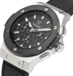 HYAKUICHI 101 Waterproof, 322.8 ft (100 m), Chronograph, Date Display, Silver Black Carbon, Black Leather Strap, Black, Classic - Image 6