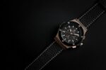 HYAKUICHI 101 Hyakuichi Watch, Waterproof, 322.8 ft (100 m), Chronograph, Date Display, Pink Gold, Carbon, Black Leather Strap, Black, Classic - Image 4
