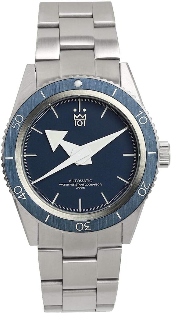 HYAKUICHI 101 Diver's Watch, Made in Japan, Automatic, Mechanical, Waterproof, 200 m, Hairline Bezel, Wristwatch, Ocean, Blue, Bracelet Type