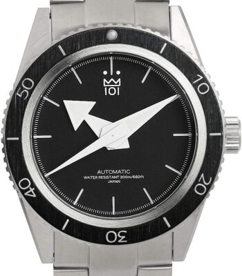 HYAKUICHI 101 Men's Diver's Watch, Made in Japan, Automatic, Waterproof up to 668.4 ft (200 m), Anti-Reverse Rotation, Bezel Watch, 1.6 inches (40 mm), Black, Bracelet Type