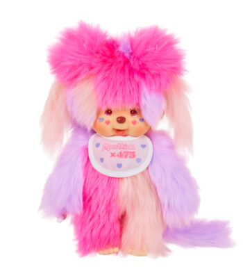 The product title "Shinako x Monchhichi Plush S (Wataame-chan)" translates to "Shinako x Monchhichi Plush S (Cotton Candy-chan)" in English