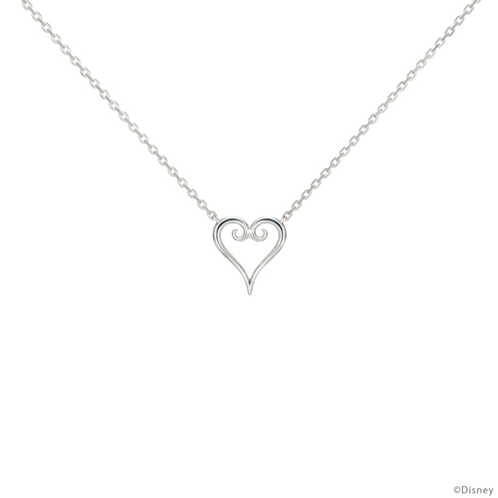 The product title translates to "Heart Necklace Silver 'Kingdom Hearts' | U-TREASURE