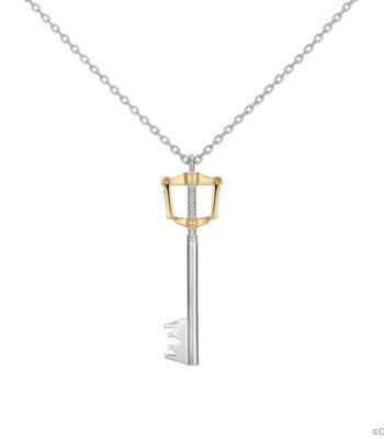 The product title translates to: "Keyblade 'Kingdom Chain' Necklace K18 White Gold × Yellow Gold 'Kingdom Hearts' | U-TREASURE