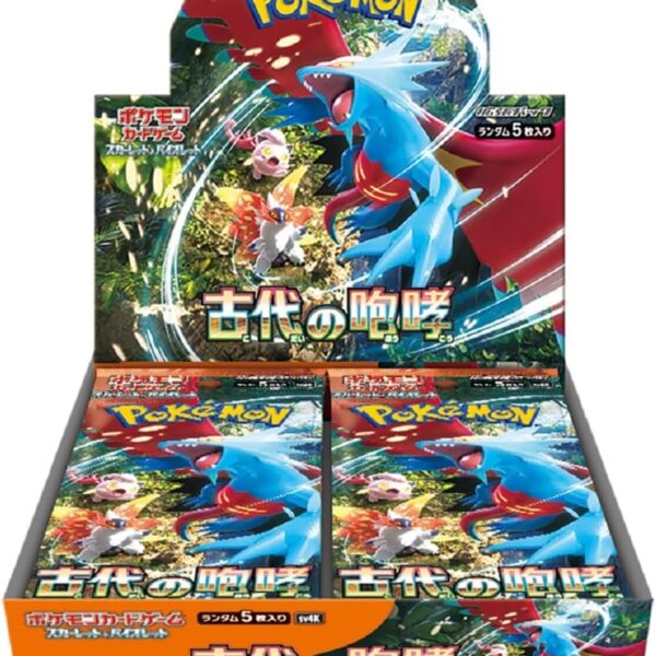 The product title translates to: "Pokemon Card Game Scarlet & Violet Expansion Pack Ancient Roar