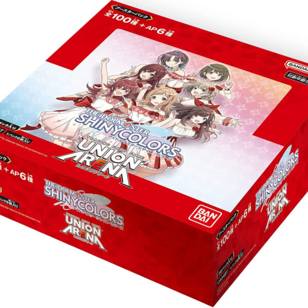 The product title translates to: "UNION ARENA 'The Idolmaster Shiny Colors' Booster Pack UA04BT (1 box: 20 packs)