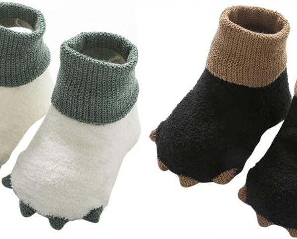 HAYAHARU Baby Fluffy Socks, Children's Socks, Fluffy, Cute, Thermal, Room Socks, Anti-Slip, Caramel, Newborn Socks, Sleeping, Cold Protection