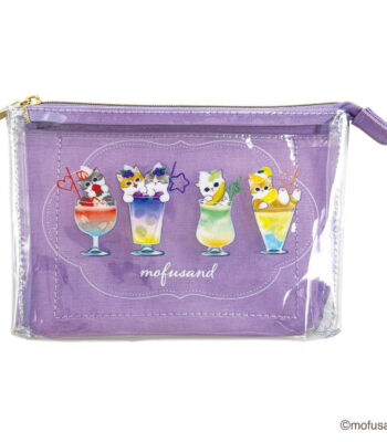 The product title "mofusand 3ポケットポーチ カラフルソーダ" translates to "mofusand 3-Pocket Pouch Colorful Soda" in English