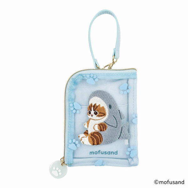 The product title "mofusand デイリーポーチ フロッキー(サメにゃん)" translates to "mofusand Daily Pouch Flocked (Shark Cat)" in English
