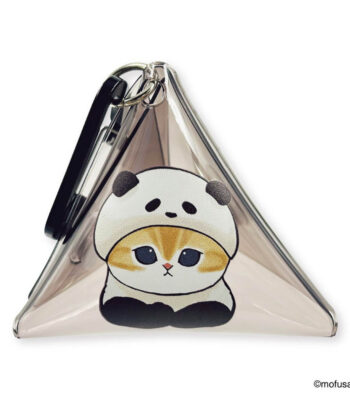 The product title "mofusand クリア三角ポーチ(パンダにゃん)" translates to "mofusand Clear Triangle Pouch (Panda Cat)" in English