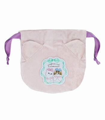 The product title "mofusand 巾着(にくきゅう)" translates to "mofusand Drawstring Pouch (Paw Print)" in English