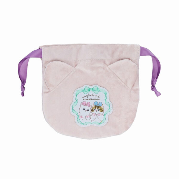 The product title "mofusand 巾着(にくきゅう)" translates to "mofusand Drawstring Pouch (Paw Print)" in English