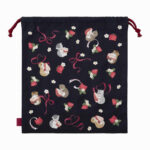 The product title "mofusand 大きめ便利巾着(いちご)" translates to "mofusand Large Convenient Drawstring Bag (Strawberry)" in English