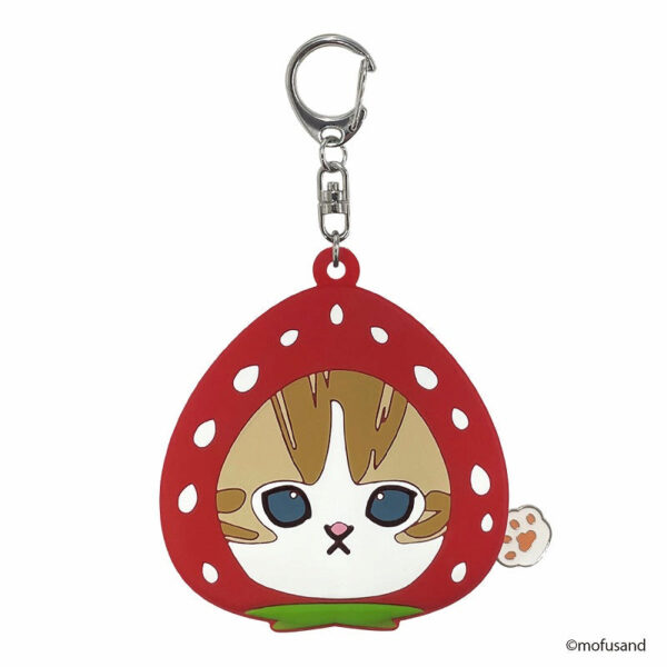 The product title "mofusand ミニシリコンポーチ(いちごにゃん)" translates to "mofusand Mini Silicone Pouch (Strawberry Cat)" in English