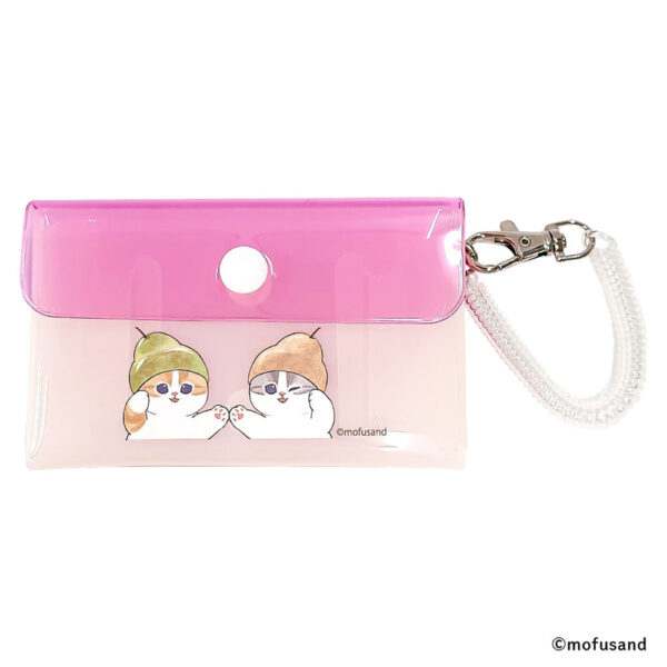 The product title "mofusand ふたごポーチ(フルーツにゃん)" translates to "mofusand Twin Pouch (Fruit Cat)" in English