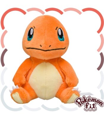 The product title translates to "4 Plush Pokémon fit Charmander | [Official] Pokémon Center Online
