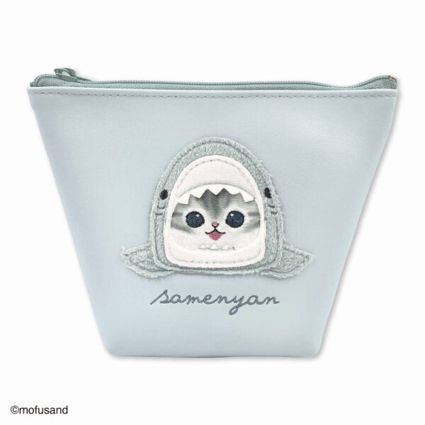 The product title translates to "Mofusand Boat-Shaped Pouch Fluffy (Shark)" in English