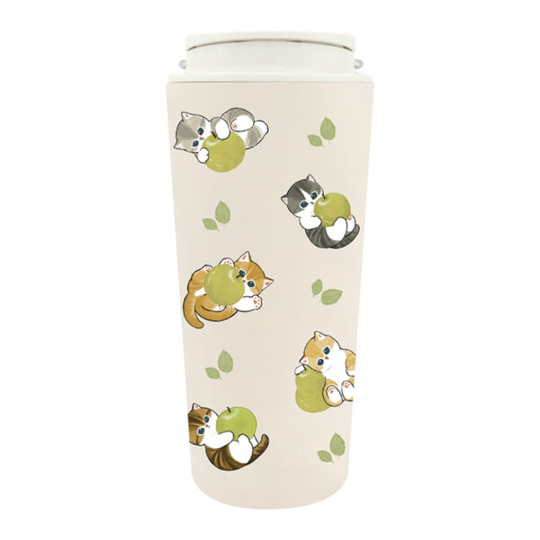 The product title translates to: "Mofusand Carry Insulated and Cooling Tumbler 430ml (Fruit Cat)