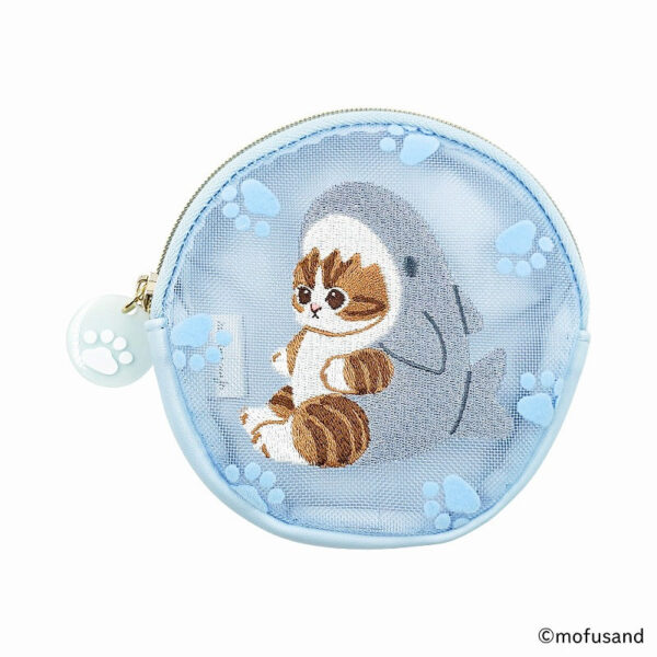 The product title translates to "Mofusand Circle Coin Case Flocky (Shark Cat)