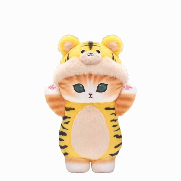 The product title translates to "Mofusand Costume Cat Plush Toy SS (Tiger)" in English