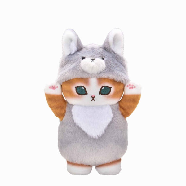 The product title translates to "Mofusand Costume Cat Plush Toy SS (Wolf)" in English