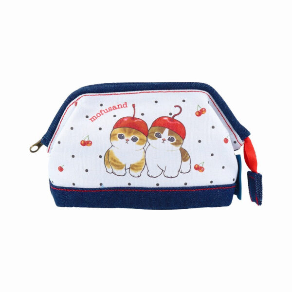The product title translates to "Mofusand Denim Pouch with Wire (Cherry Cat)