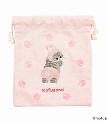 The product title translates to "Mofusand Drawstring Pouch Flocked (Usanyan)" in English