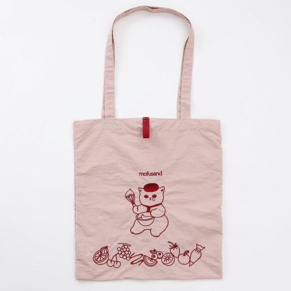 The product title translates to "Mofusand Embroidered Tote Bag Sweets Cat Pink