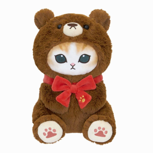 The product title translates to "Mofusand Exhibition Teddy Bear Cat Plush Toy S (Brown)" in English