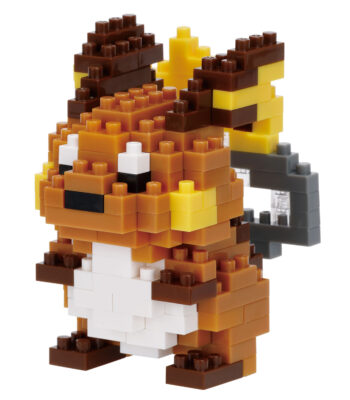 The product title translates to: "Pocket Monsters Raichu | CATALOG | nanoblock® | Brand List | Kawada Official Original Brand Site