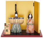 Standing Hina Dolls with Gold High Round Base (ひな人形)