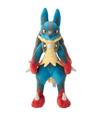 The product title translates to "Plush Toy Mega Lucario | [Official] Pokémon Center Online