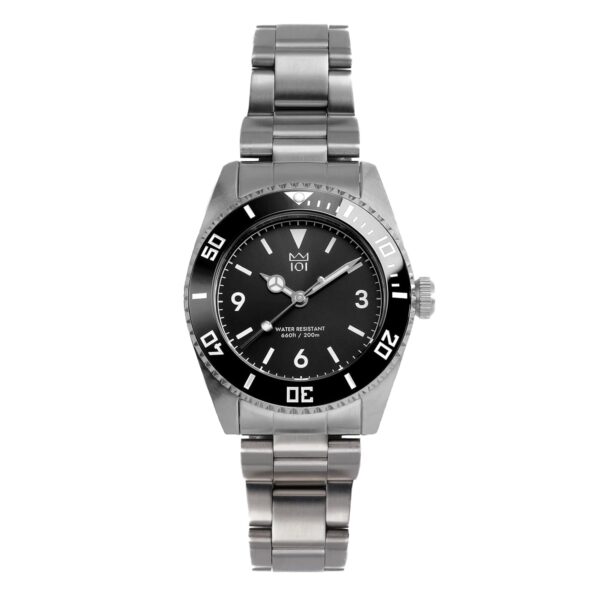 HYAKUICHI (101) 1.5 inches (38 mm) 20 ATM Water Resistant Sweep Second Divers Watch Ceramic BezelUnisex, Black, Classic