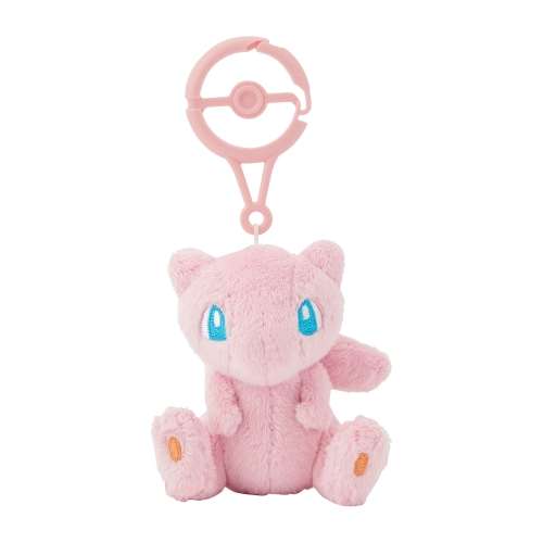 The product title translates to "Carabiner Clip Mascot Mew | Official Pokémon Center Online